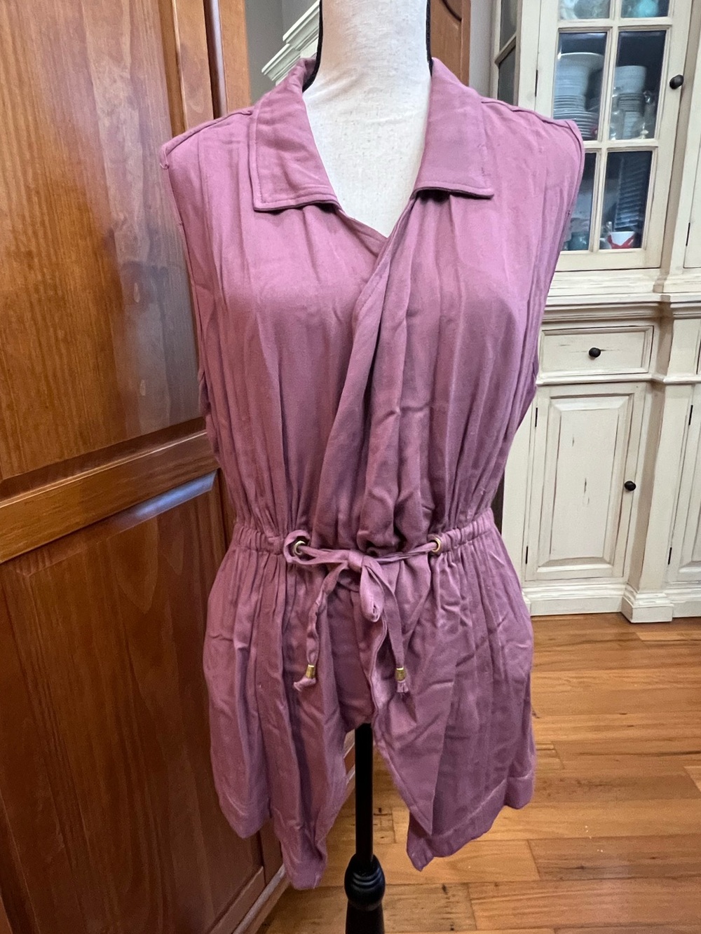 Altar'd State Sleeveless Drawstring Utility Vest in Mauve